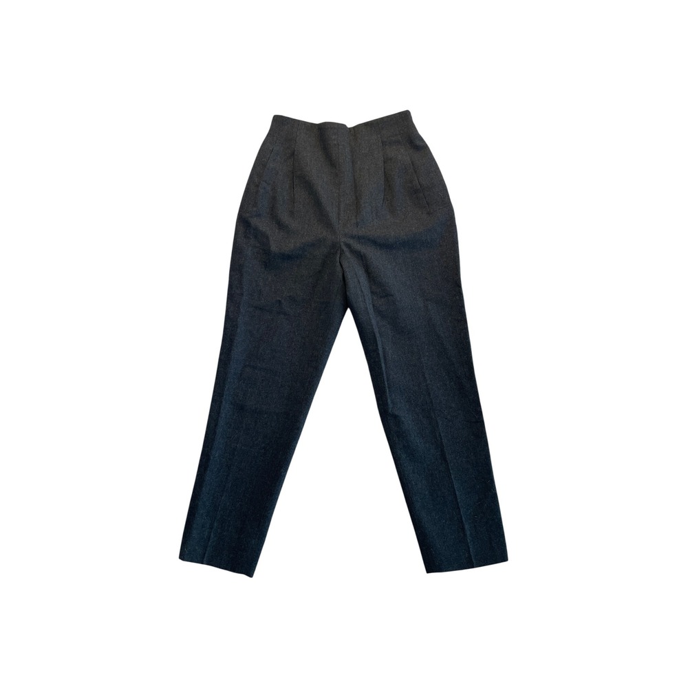 Vintage Wool High Waisted Pleated Tapered Pants Gray Petite 6P by Harve Benard